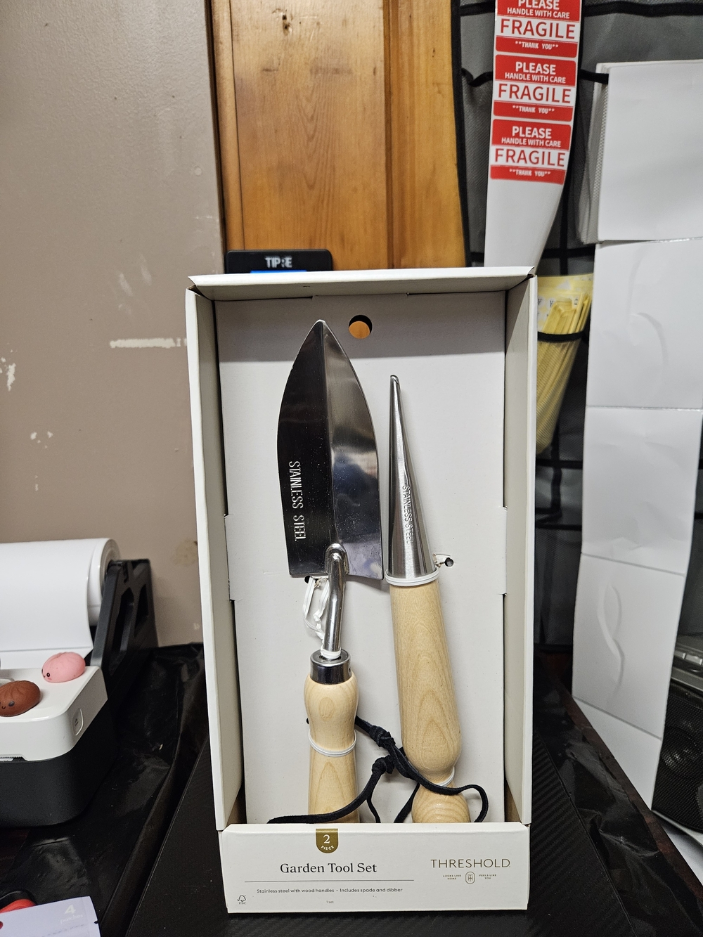 Threshold Garden Tool Set in Natural Wood and Silver Stainless Steel